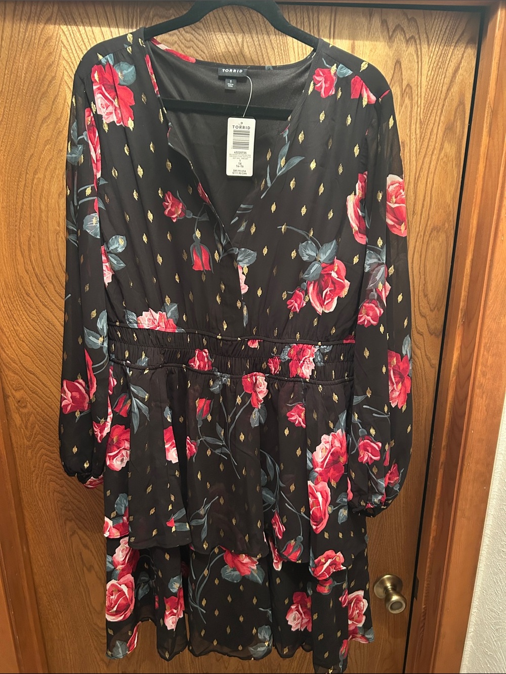 torrid toro roses floral blouson sleeve smocked waist dress